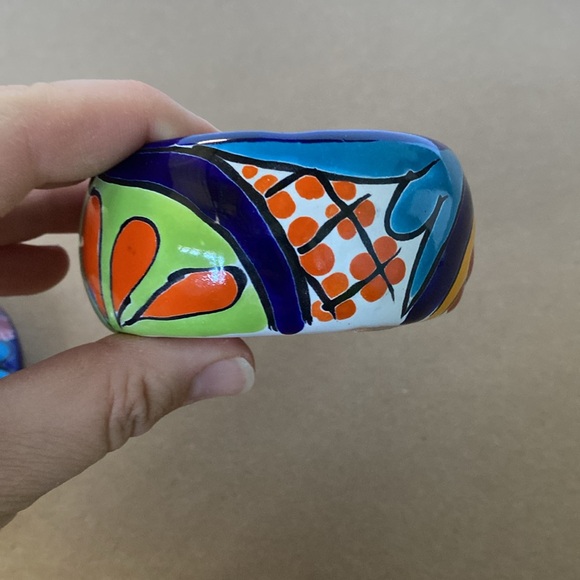 Ceramic Made in Mexico Souvenir hand painted trinket bowl container with lid - Picture 9 of 11